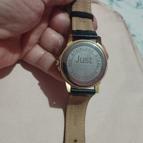 Just Watch unisex waterproof steel watch with leather strap