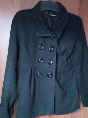 Black pea coat used with large buttons, size S