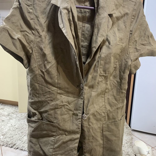 Makis Tselios women's linen jacket, khaki, size XXL
