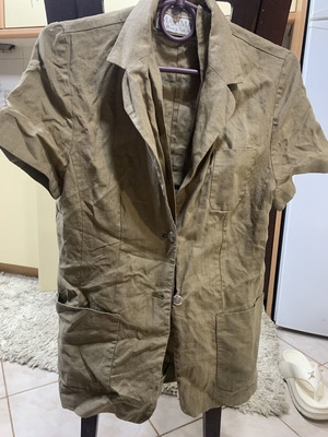 Makis Tselios women's linen jacket, khaki, size XXL