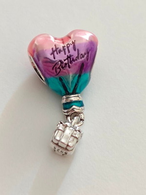 Silver Charm 925 Hot Air Balloon Happy Birthday like new