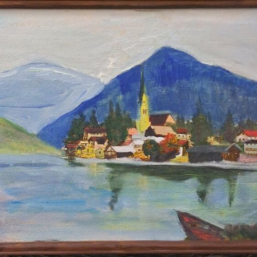 Oil painting "Landscape" signed by Romanian artist, like new, 40×22cm