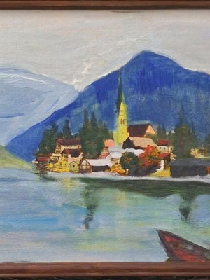 Oil painting "Landscape" signed by Romanian artist, like new, 40×22cm