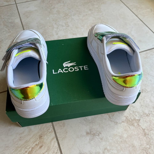 Lacoste kids' sneakers like new, size 32, white and gold