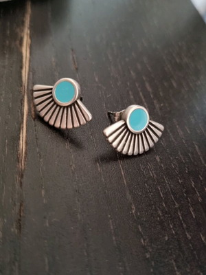 Earrings new, turquoise and silver