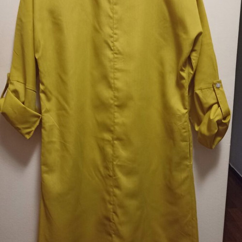 Maxi dress yellow mustard size M like new, cotton, long sleeves