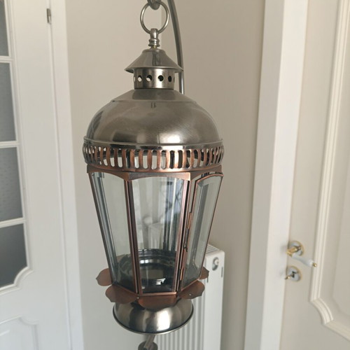 Decorative metal lantern like new, indoor steel