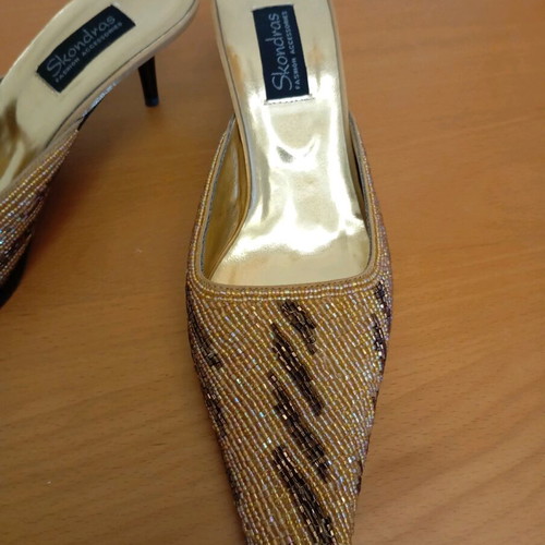 Beaded mules new, 5 cm heel, brand Skondras