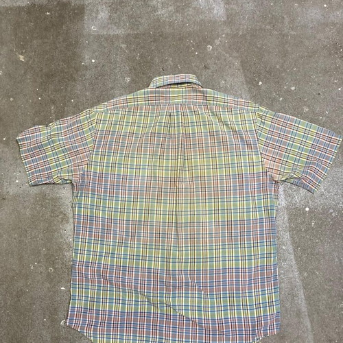 Ralph Lauren Fun Oxford Shirt L, blue yellow green plaid, orange pony