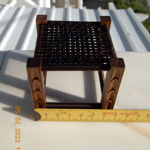 Wooden carved miniature stool new from walnut