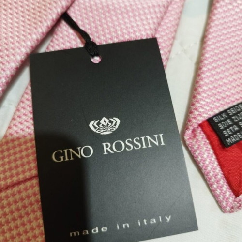 Silk tie Gino Rossini new, pink houndstooth pattern