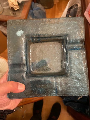 Glass square ashtray like new, vintage decorative