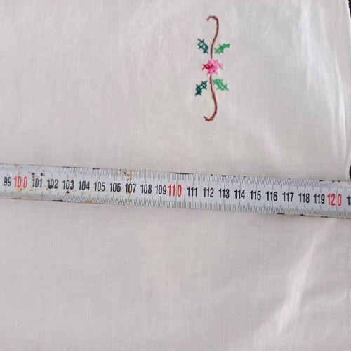 Tablecloth white cotton with cross-stitch and cutwork, like new 160x120 cm