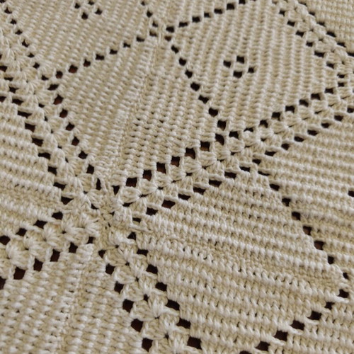Knitted handmade blanket 200x250 used, beige