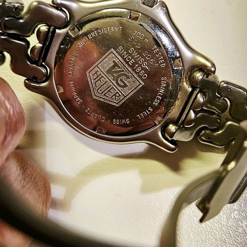 Tag Heuer men's wristwatch 1990 used, silver, non-working