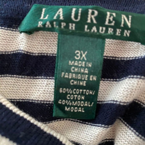 Ralph Lauren striped turtleneck sweater, navy and white, size 3XL