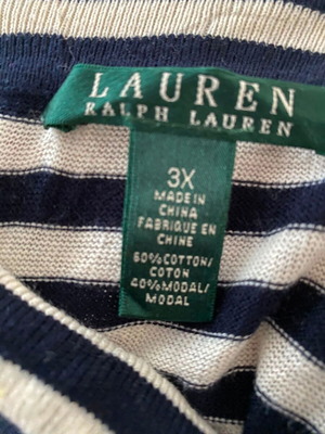 Ralph Lauren striped turtleneck sweater, navy and white, size 3XL