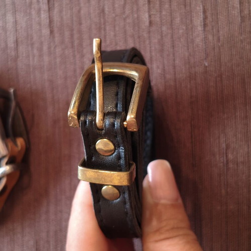 Leather belt set like new, black and brown, 115 cm