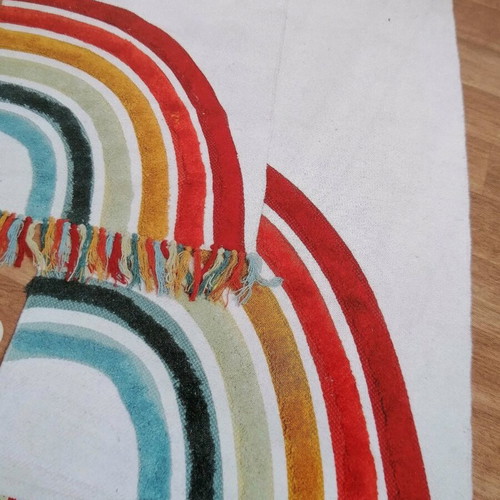 Biopros children's rug rainbow new, 100% cotton with embossed details