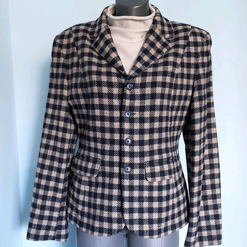 Jackpot by Carly Gry vintage wool women's blazer, checked pattern