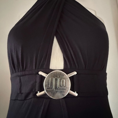 JLo long backless dress new, black, size M
