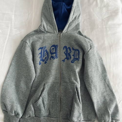 Zipped hoodie like new, gray with blue hood, size XS