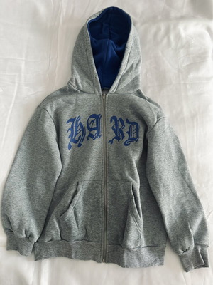 Zipped hoodie like new, gray with blue hood, size XS