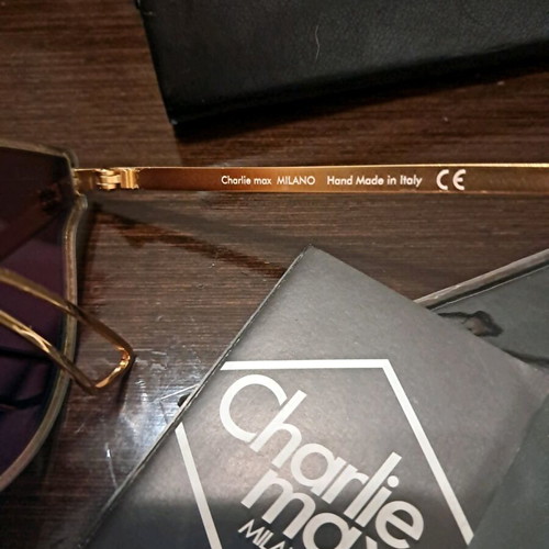 Charlie Max women's sunglasses gold with pink lenses like new