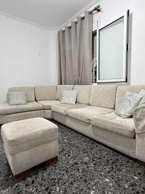 Corner sofa like new, beige color with matching footstool