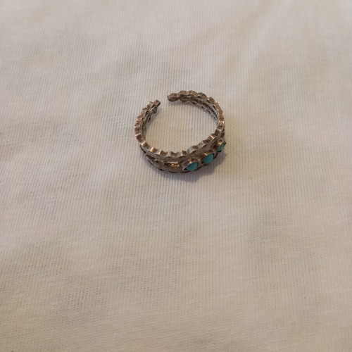 Vintage handmade jewelry set used, genuine silver with turquoise stones
