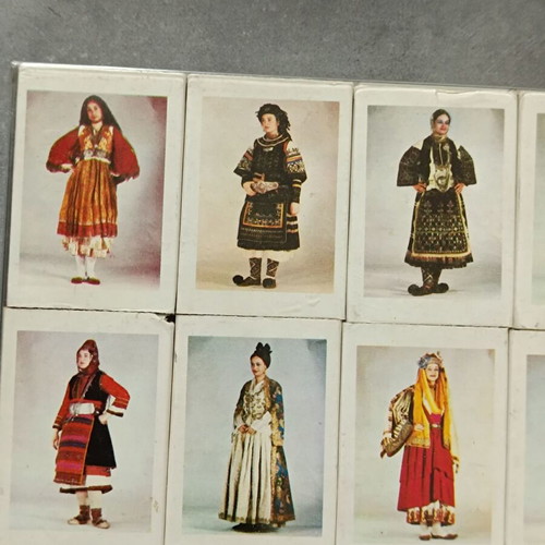 National costumes complete matchbox series new, filled with matches