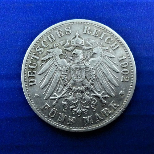 German States Prussia 5 mark 1902 used