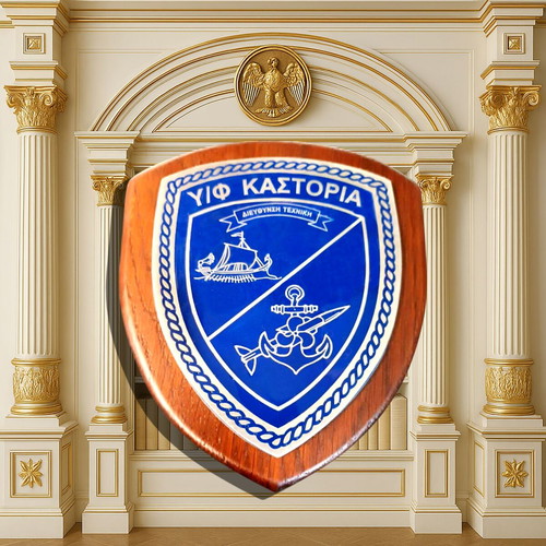 Old military plaque used, award Υ/Φ Kastoria
