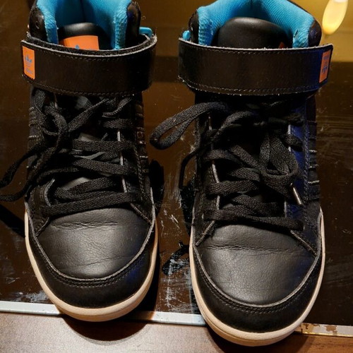 Adidas Originals kids sneakers size 35 like new, black with turquoise details