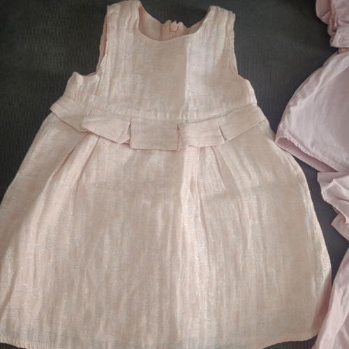 Benetton pink dress and 2 Zara tops set for baby girl