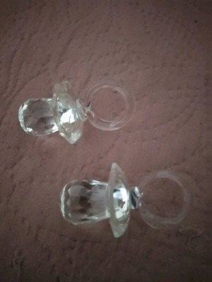 Vintage crystal decorative set of two baby bottle figurines like new