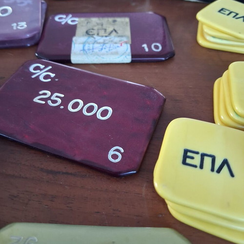 Poker chips used, 50 pieces in drachmas