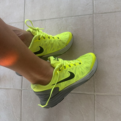 Nike Lunarglide athletic shoes, size 38, yellow