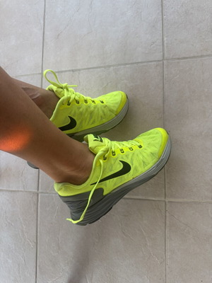 Nike Lunarglide athletic shoes, size 38, yellow