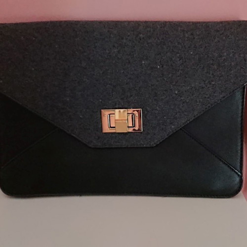 LYDC London envelope bag like new, black-gray with blue details