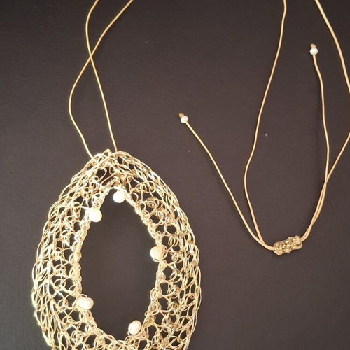 Handmade pendant with pearls new, gold color