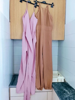 One-piece jumpsuit set new, brown and pink, size M