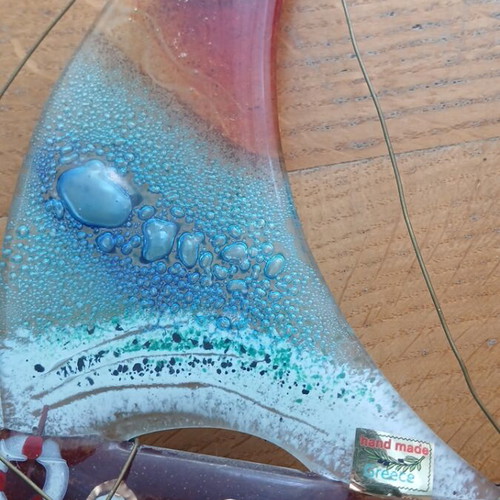 Glass decorative boat like new with hand-painted details