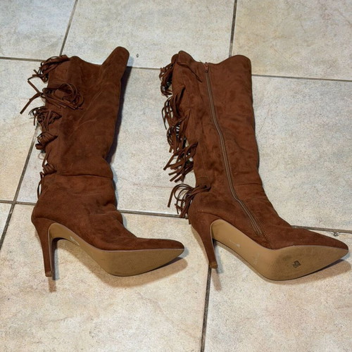 Migato boots with 10cm heel used, brown size 38 with fringes