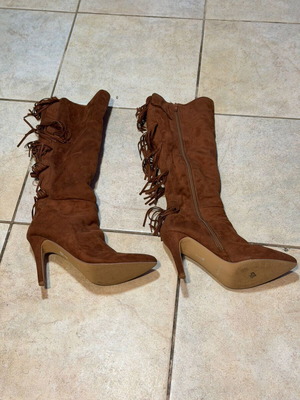 Migato boots with 10cm heel used, brown size 38 with fringes