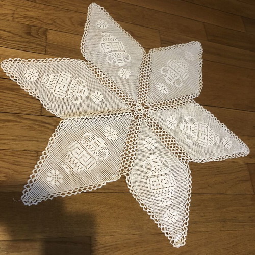 Cretan Handmade Vintage Star-Shaped Table Linen like new, cotton