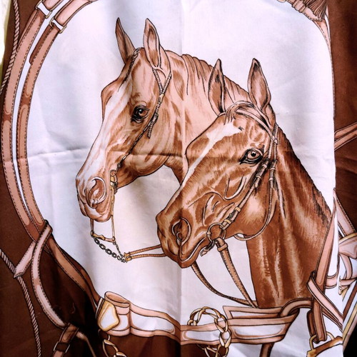 Leonardi vintage scarf used with equestrian print brown