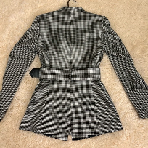 Zara houndstooth blazer with belt XS like new, black and white