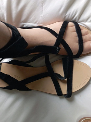 Mango black women's sandals like new, leather and velvet
