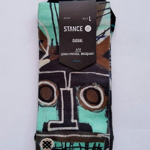Jean-Michel Basquiat x Stance Socks New, 2 Heads on Gold Print, Size Large